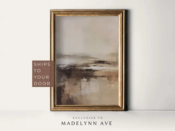 Moody Brown Abstract Landscape, Modern Art Print