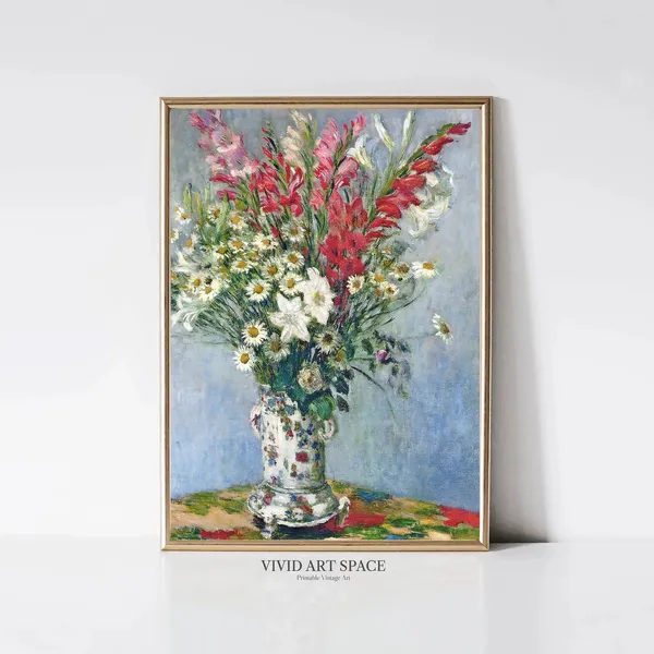 Claude Monet Bouquet Of Gladioli, Lilies And Daisies