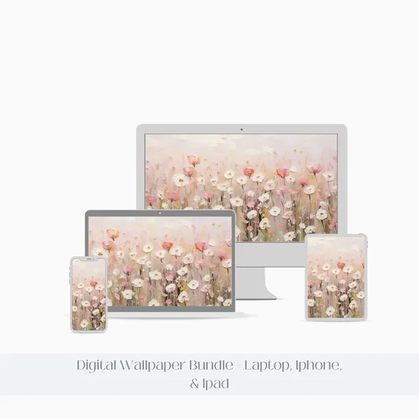 Spring Wildflowers Watercolor Wallpaper Art Print