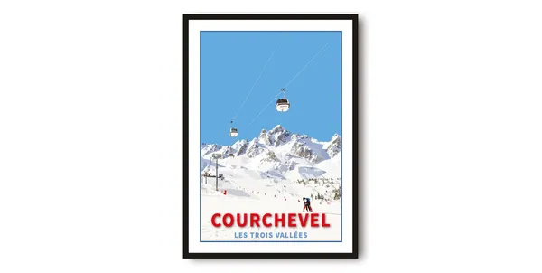 Courchevel Ski Travel Poster, France Ski Print