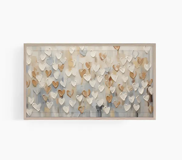 Neutral Valentine Hearts Art Print, Valentine's Day