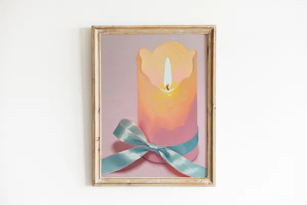Candle Painting Pink Coquette Room Decor Art Print