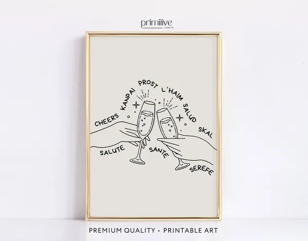 Cheers in Different Languages Bar Cart Art Print