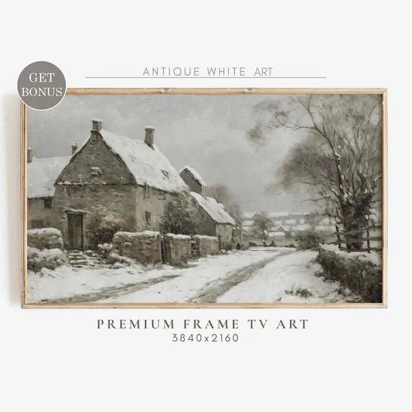 Countryside Snowy French Country Winter Wall Art Print