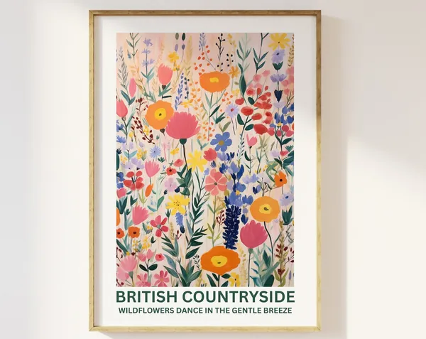 British Countryside Wildflowers Art Print, Botanical