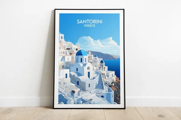 Santorini Travel Poster, Greece Custom Personalized