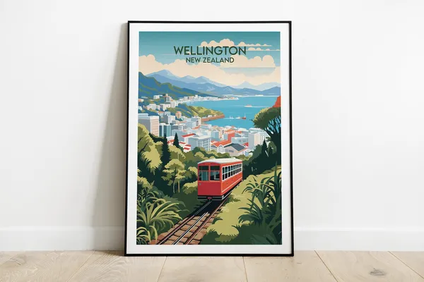 Wellington Travel Poster, New Zealand Place Print