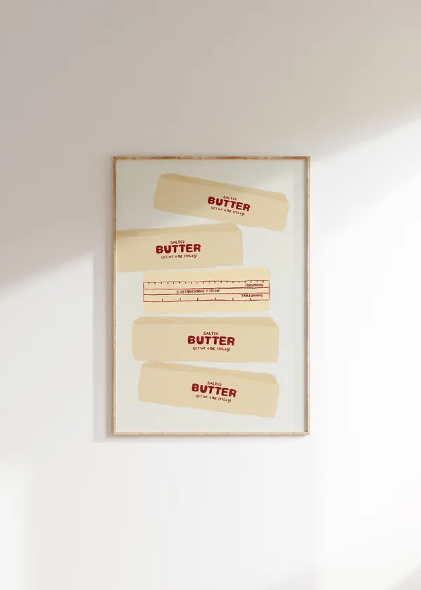 Butter Art Print, Minimalist Kitchen Food Illustration