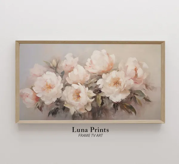 Muted Peonies Art Print, Floral Valentine Decor