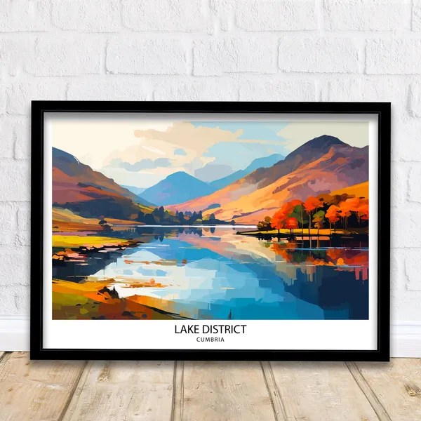 Lake District Travel Poster, Scenic Place Print