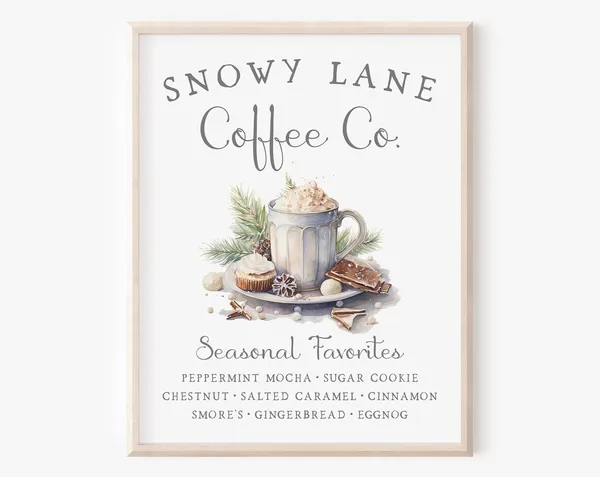 Winter Coffee Shop Cozy Christmas Art Print