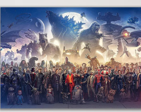 Movie Characters Superheroes and Villains Art Print