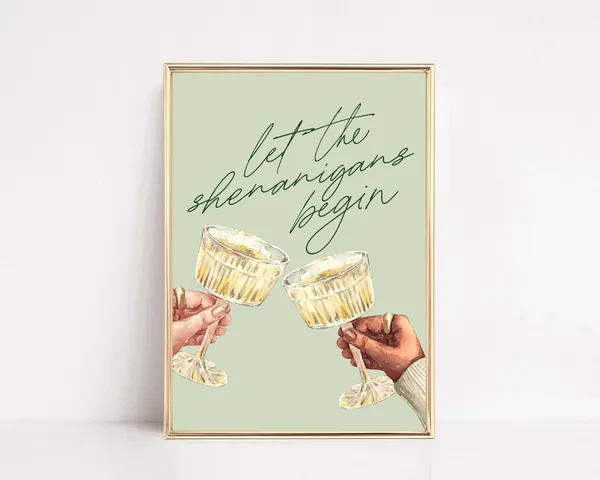 Sage Green Bar Cart St. Patrick's Day Art Print