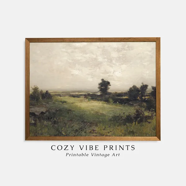Vintage Landscape Art Print, Country Farmhouse Style