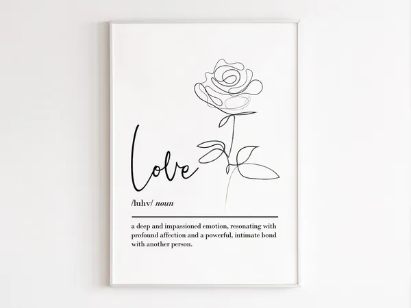 Love Definition Quote Wall Art Print, Bedroom Decor
