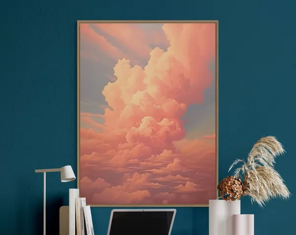Cloud Pink Vintage Travel Poster