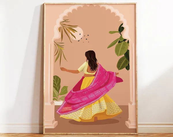 Indian Desi Art Print, South Indian Tamil Girl