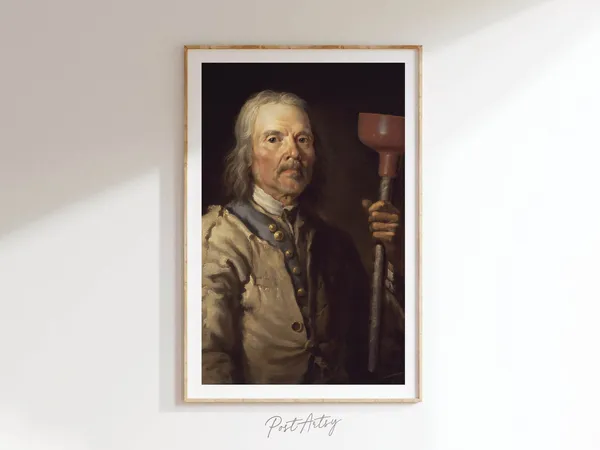 Plunger Man Funny Bathroom Art, Vintage Poster Print