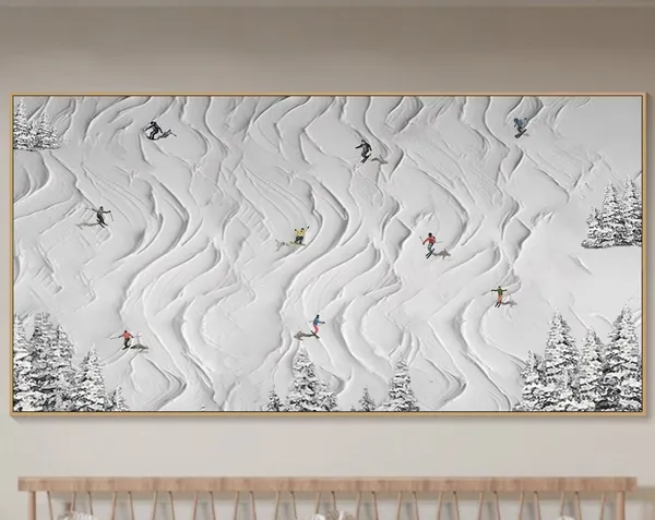 Skier on Snowy Mountain, Personalized Art Print