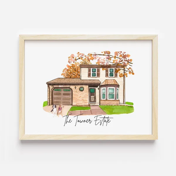 Custom Watercolor House Painting, First Home Gift