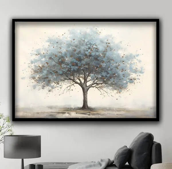Blue Tree Wall Decor, Tree Art Poster
