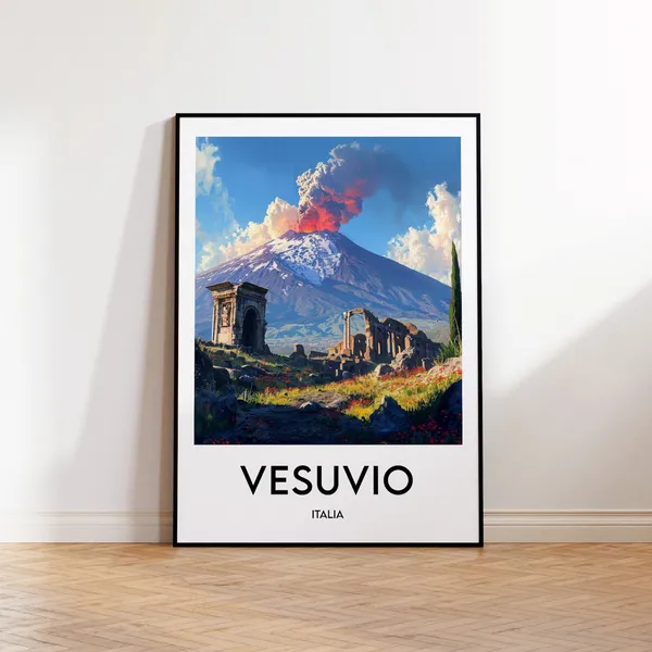 Vesuvio Vintage Travel Poster, Italy Travel Poster