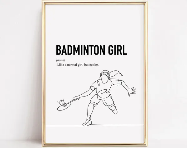 Badminton Girl Print, Sports Wall Art Poster