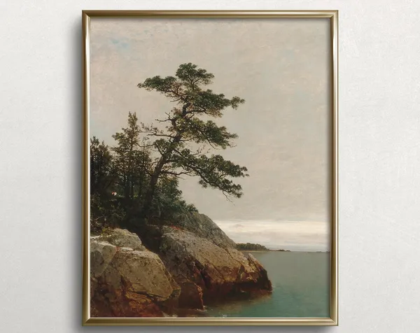 Oregon Coast Coastal Pine Vintage Ocean Art Print