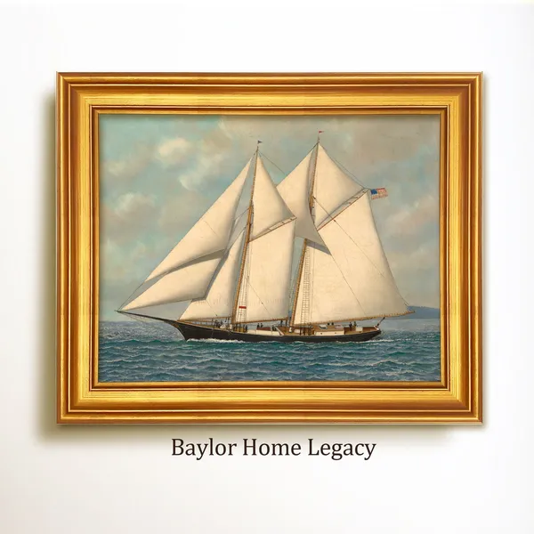 Double-Masted Schooner, Vintage Nautical Art Print