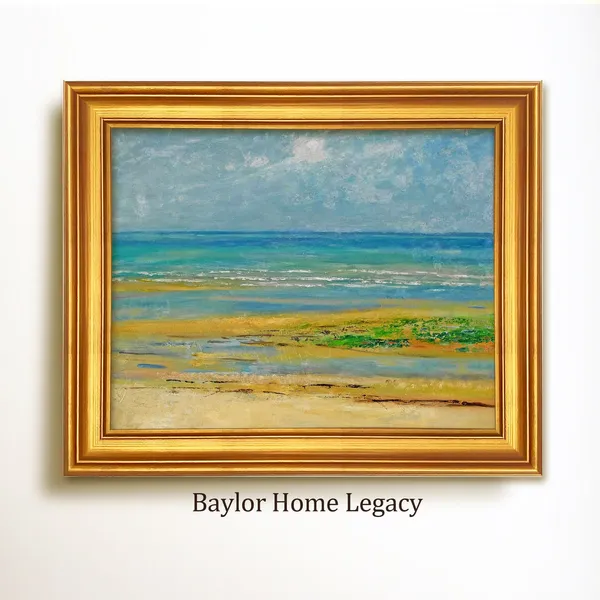 Vintage Nautical Blue Seascape Beach Scene Art Print