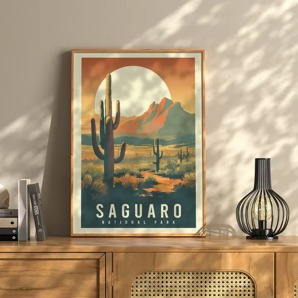 Saguaro National Park Vintage Travel Poster, Arizona