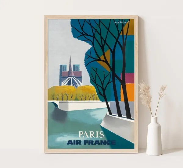 Air France Paris Vintage Travel Poster, France