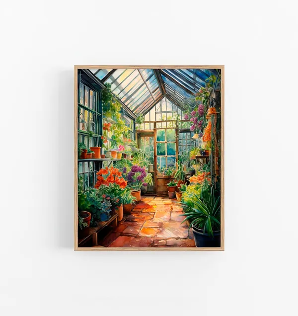 Greenhouse Watercolor Botanical Flower Art Print