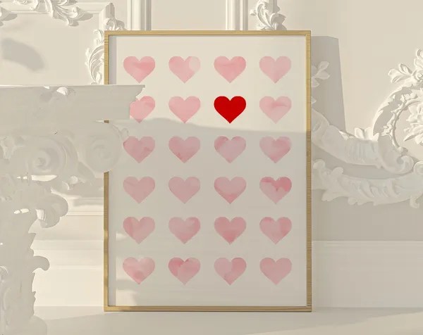 Hearts Valentine’s Day Decor Minimalist Wall Art