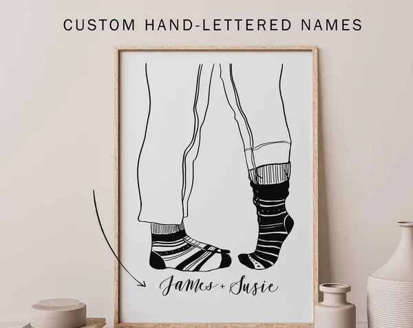 Custom Couple Portrait Valentine Print, Personalized