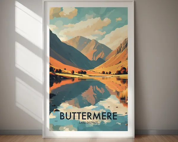 Buttermere Travel Poster, Lake District Travel Art