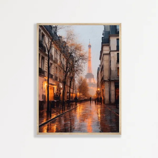 Moody Vintage Paris Eiffel Tower Art Print, Retro France