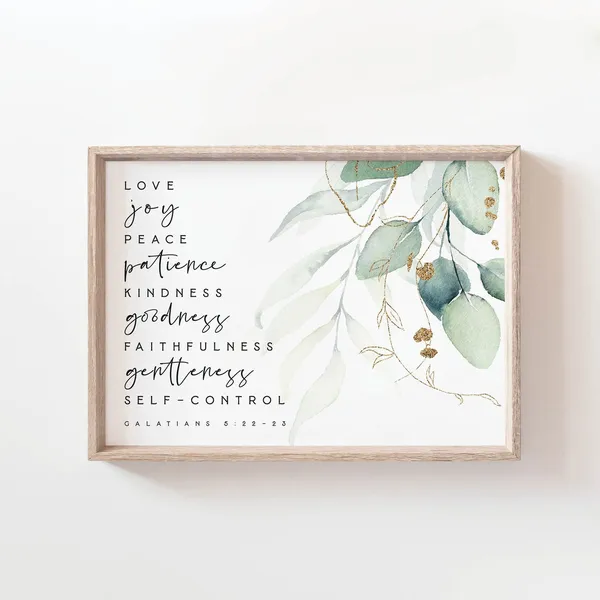 Fruit of the Spirit Bible Verse Sign, Farmhouse Art Print