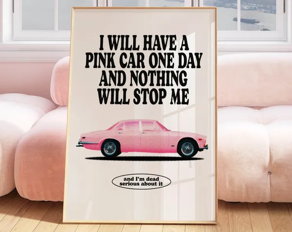 Retro Preppy Aesthetic Poster, Girly Wall Art