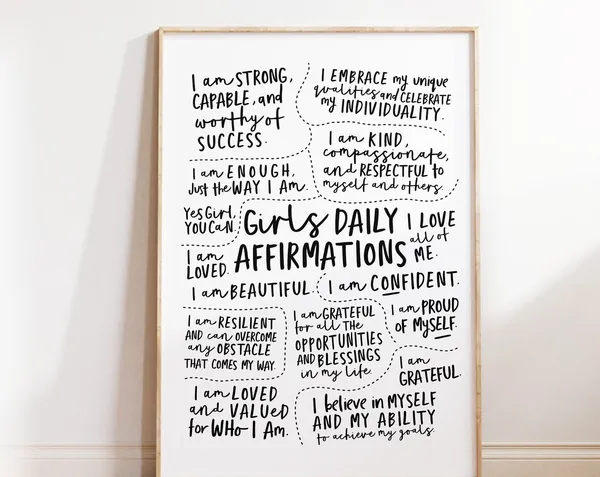 Girls Affirmation Poster, Feminist Teen Room Art Print