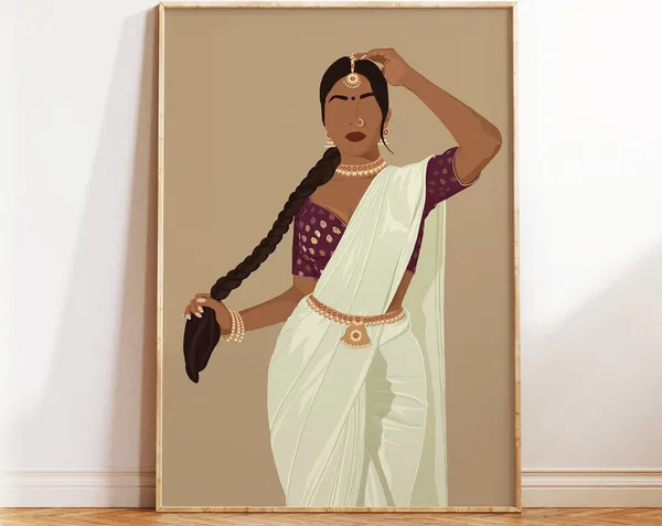Indian Woman In Saree - Modern Art
