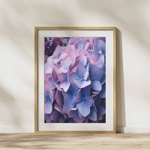 Blue Hydrangea Flower Poster, Botanical Wall Decor