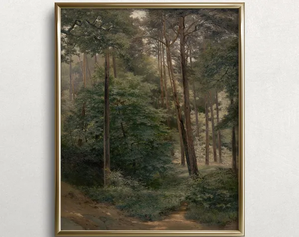 Alone In The Forest, Vintage Oregon Landscape Art Print