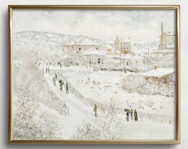 Claude Monet Winter Landscape, Vintage Art Print