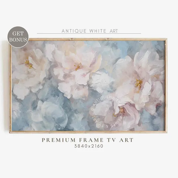 Abstract Flower Oil Painting Art Print, Neutral Tones