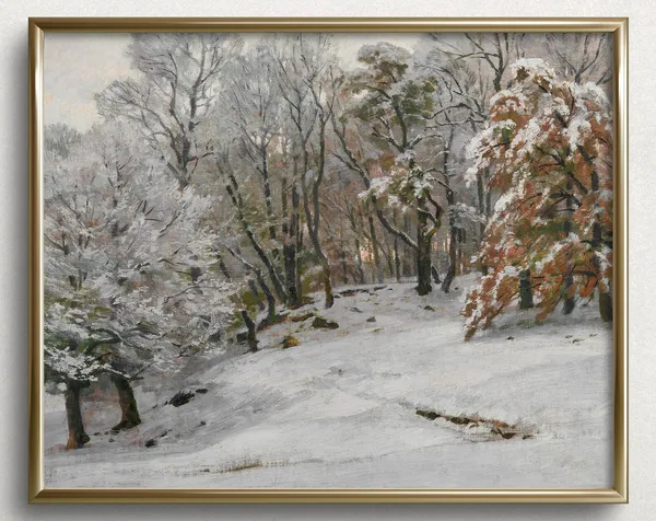 First Snow Winter Landscape, Vintage Art Print