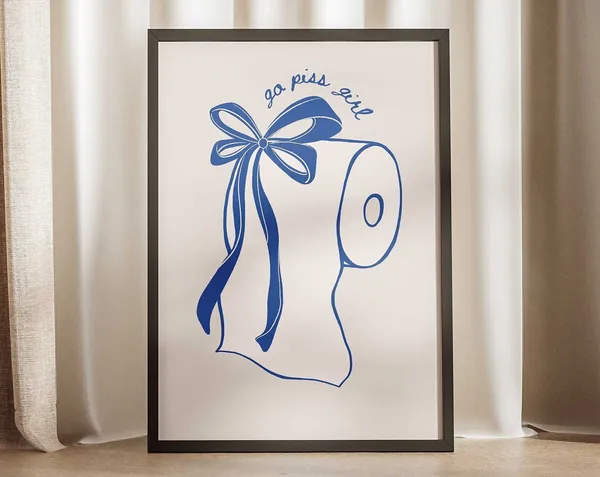 Go Piss Girl Bathroom Retro Wall Art Print
