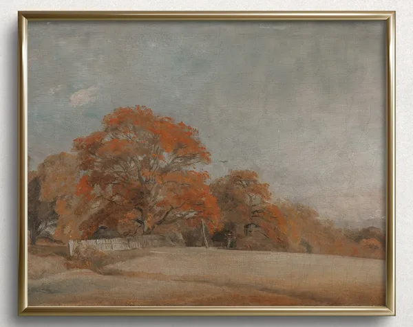 Vintage Autumn Tree Landscape Oil Painting Art Print