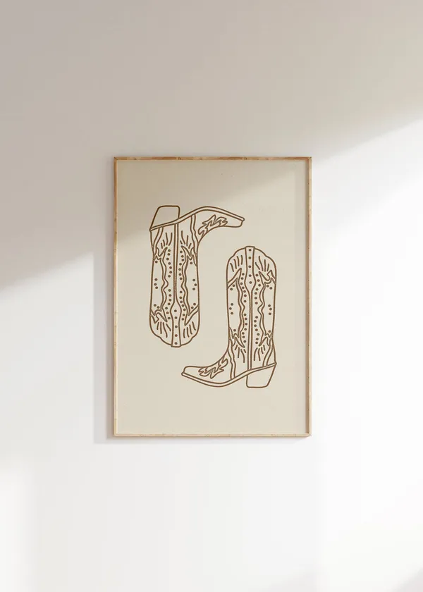 Cowboy Boots Western Wall Art Print, Southern Decor