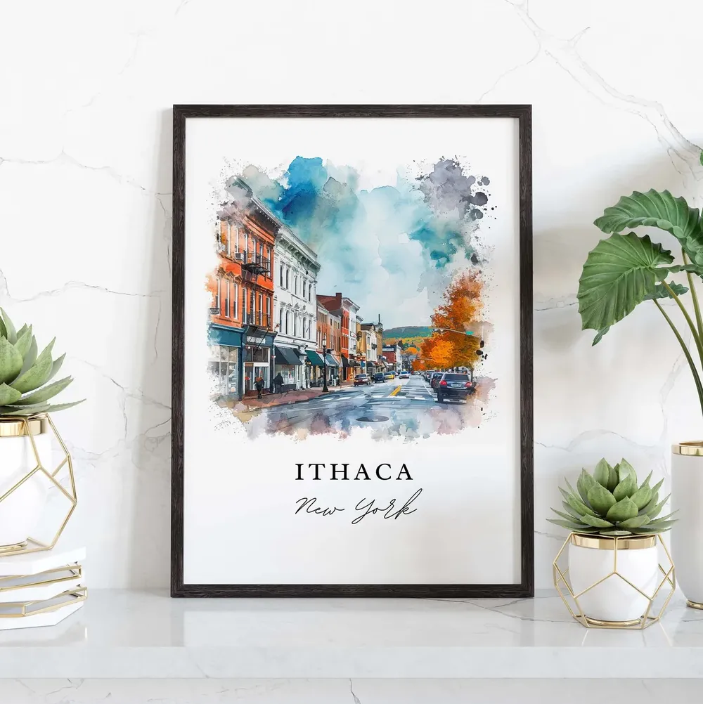 Ithaca, NY Travel Poster, Custom Text Art Print - Image 3